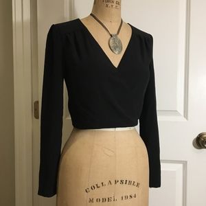 bebe sophisticated black blouse V-neck